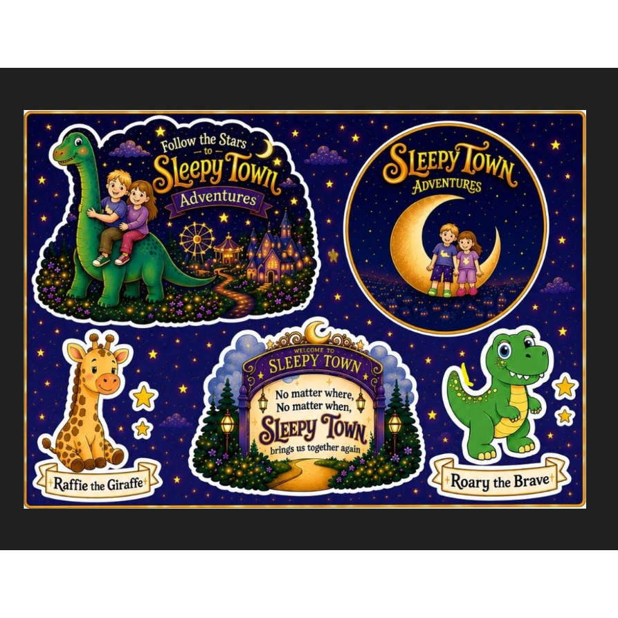 Sleepy Town Adventures Sticker Sheet