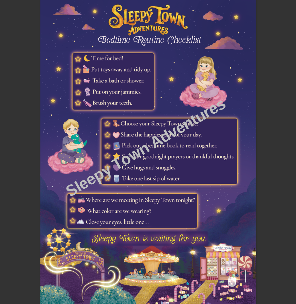 Sleepy Town Adventures Bedtime Routine Checklist